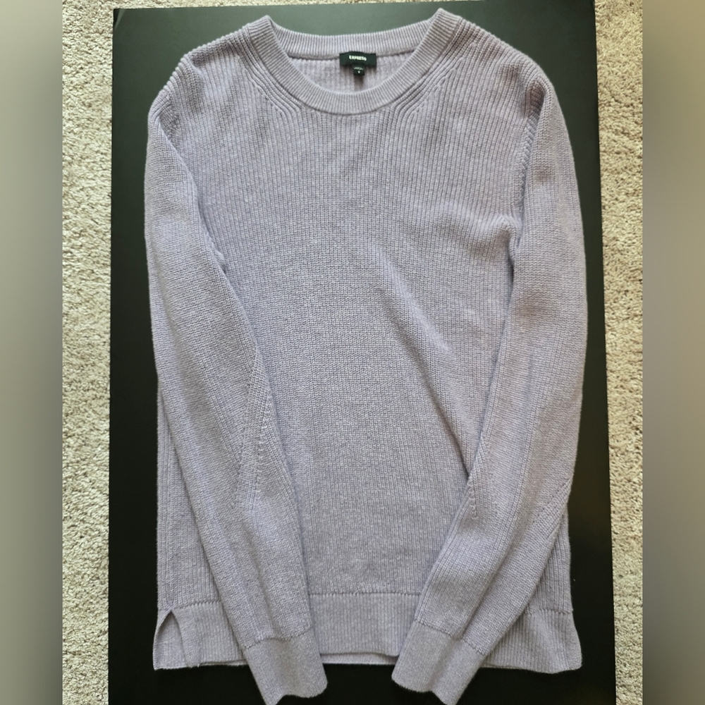 Purple Ribbed Knit Sweater